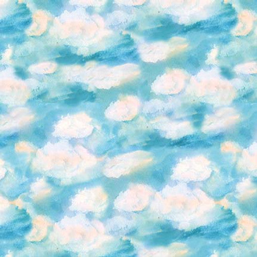 Nature's Glory Sky Blue Olga Koelsch Blank Quilting Cotton Fabric