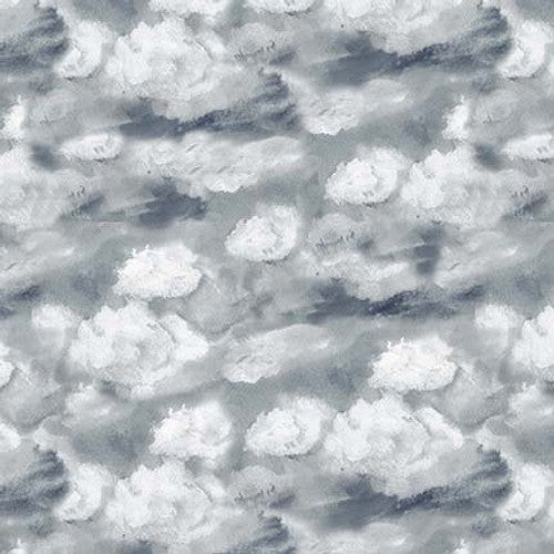 Nature's Glory Sky Gray Olga Koelsch Blank Quilting Cotton Fabric