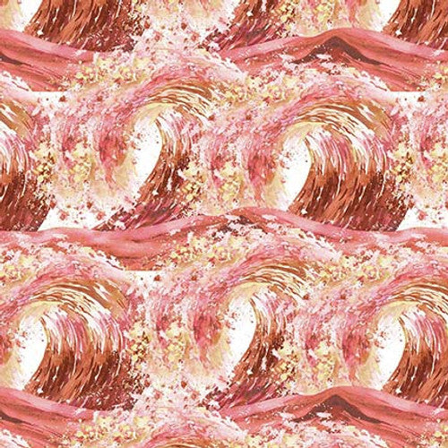 Nature's Glory Waves Rust Olga Koelsch Blank Quilting Cotton Fabric