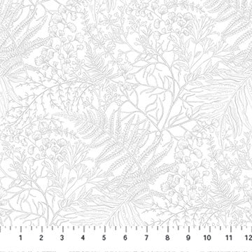 Nature's Sketchbook Ferns White Pigment Deborah Edwards Northcott Studio Cotton Fabric NC-28528-100