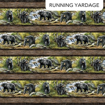 Naturescapes Northwood Bear Stripes Brown Deborah Edwards Rosemary Millette Northcott Cotton Fabrics NC-DP29167-36