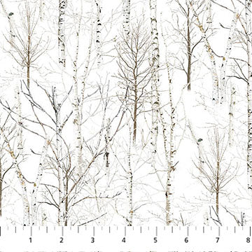 Naturescapes Wild at Heart Trees White AI Agnes Northcott Cotton Fabric NC-28195-10