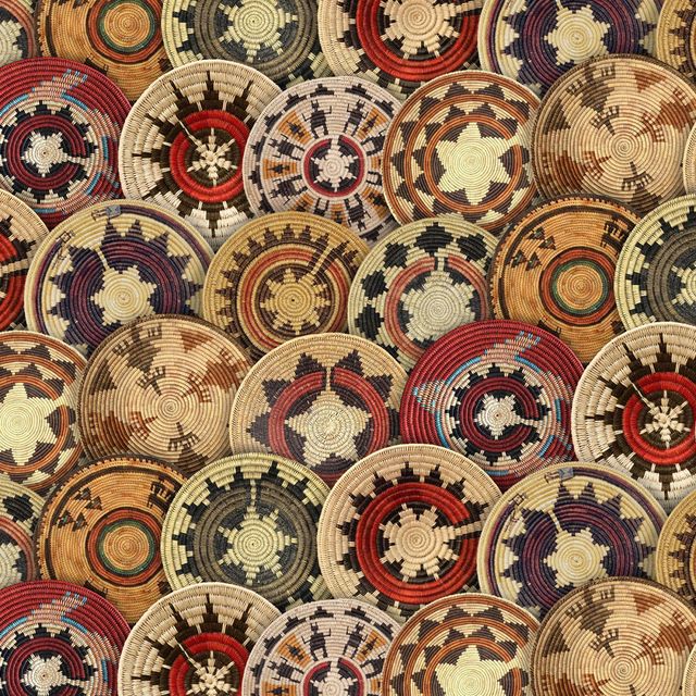 Navajo Wedding Baskets Multi Elizabeth's Studio Cotton Fabric ES-675-Multi