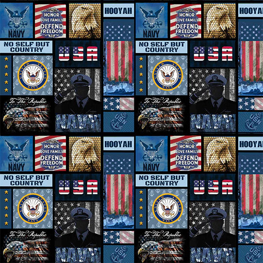 Navy Armed Forces Military New Block Sykel Cotton Fabric