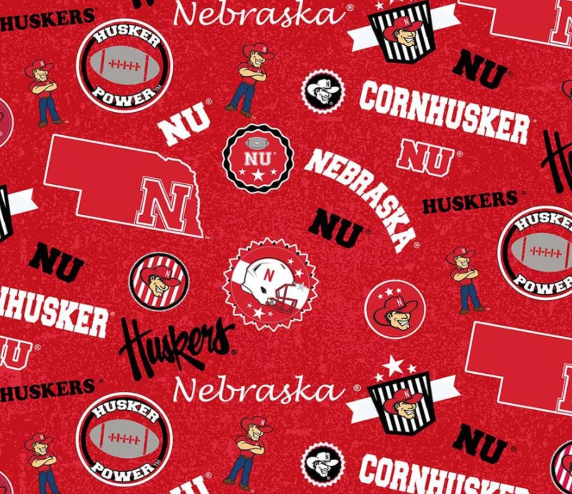 Nebraska Cornhuskers NCAA College Home State Design Cotton Fabric NE-1208
