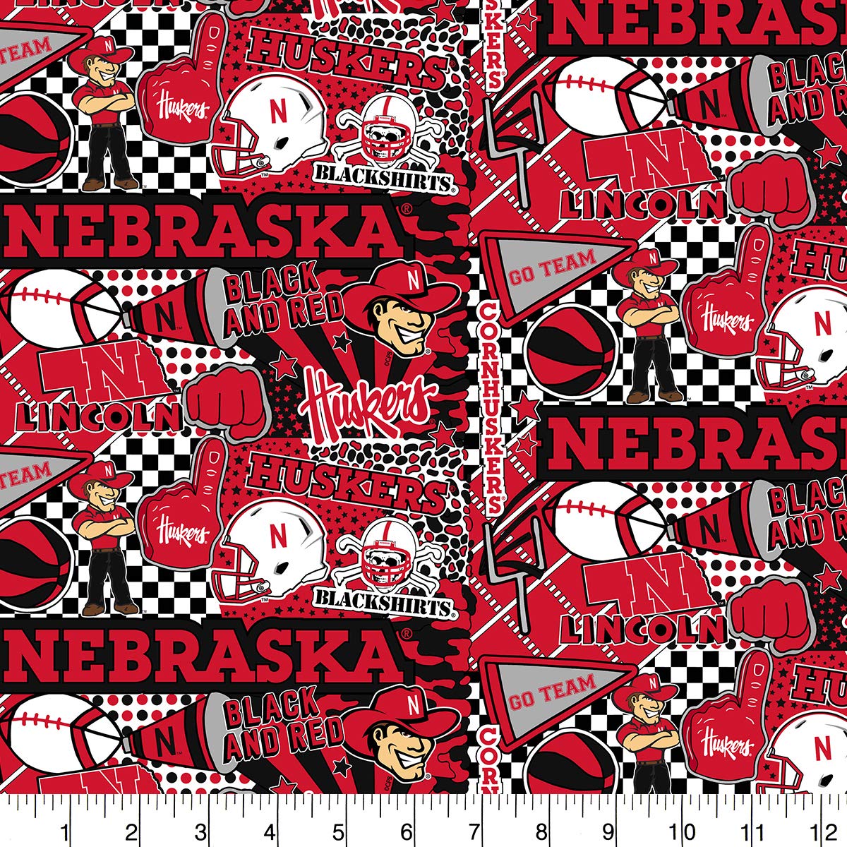 Nebraska Cornhuskers NCAA College Pop Art Graffiti Design Cotton Fabric NE-1165