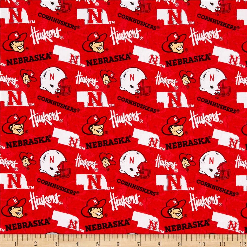Nebraska Cornhuskers NCAA College Tone on Tone design Blackshirts Cotton Fabric NE-1178