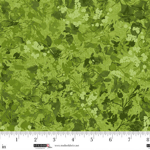 Neighborhood Association Leaf Texture Lime Green Timna Tarr Studio E Cotton Fabric SE-8430-66