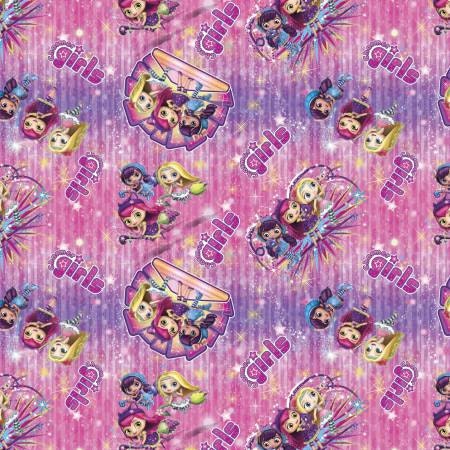 Nelvana Little Charmers Girls Badge Toss Pink Springs Creative Cotton Fabric