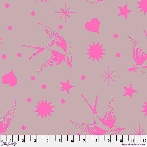 Neon True Colors Neon Fairy Flakes Cosmic Pink Tula Pink Free Spirit Cotton Fabric