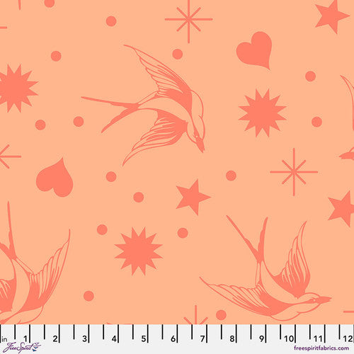 Neon True Colors Neon Fairy Flakes Lunar Orange Tula Pink Free Spirit Cotton Fabric