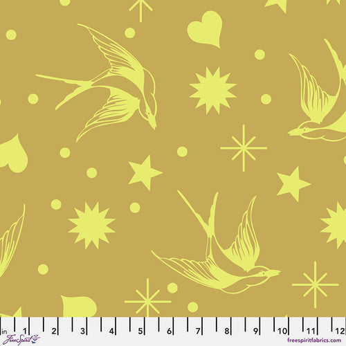 Neon True Colors Neon Fairy Flakes Moonbeam Yellow Tula Pink Free Spirit Cotton Fabric