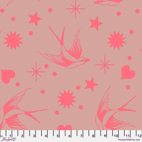 Neon True Colors Neon Fairy Flakes Nova Peach Tula Pink Free Spirit Cotton Fabric