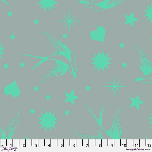 Neon True Colors Neon Fairy Flakes Spirit Green Tula Pink Free Spirit Cotton Fabric