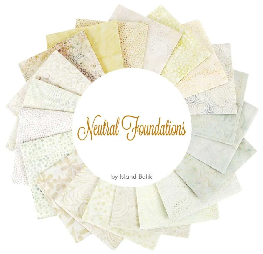 Neutral Foundations Fat Quarter Bundle 18"x21" 20pcs Island Batik Cotton Fabric IB-FQ-ISBBAS-NEF