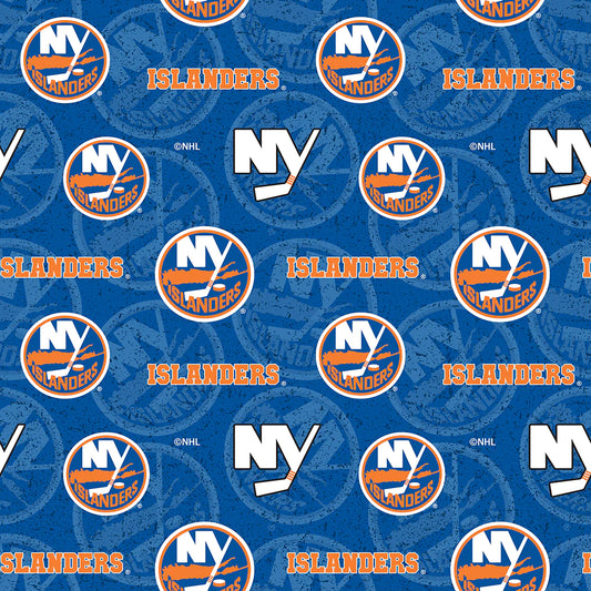 New York Islanders NHL Hockey Tone on Tone Cotton Fabric NHL-1199-ISL