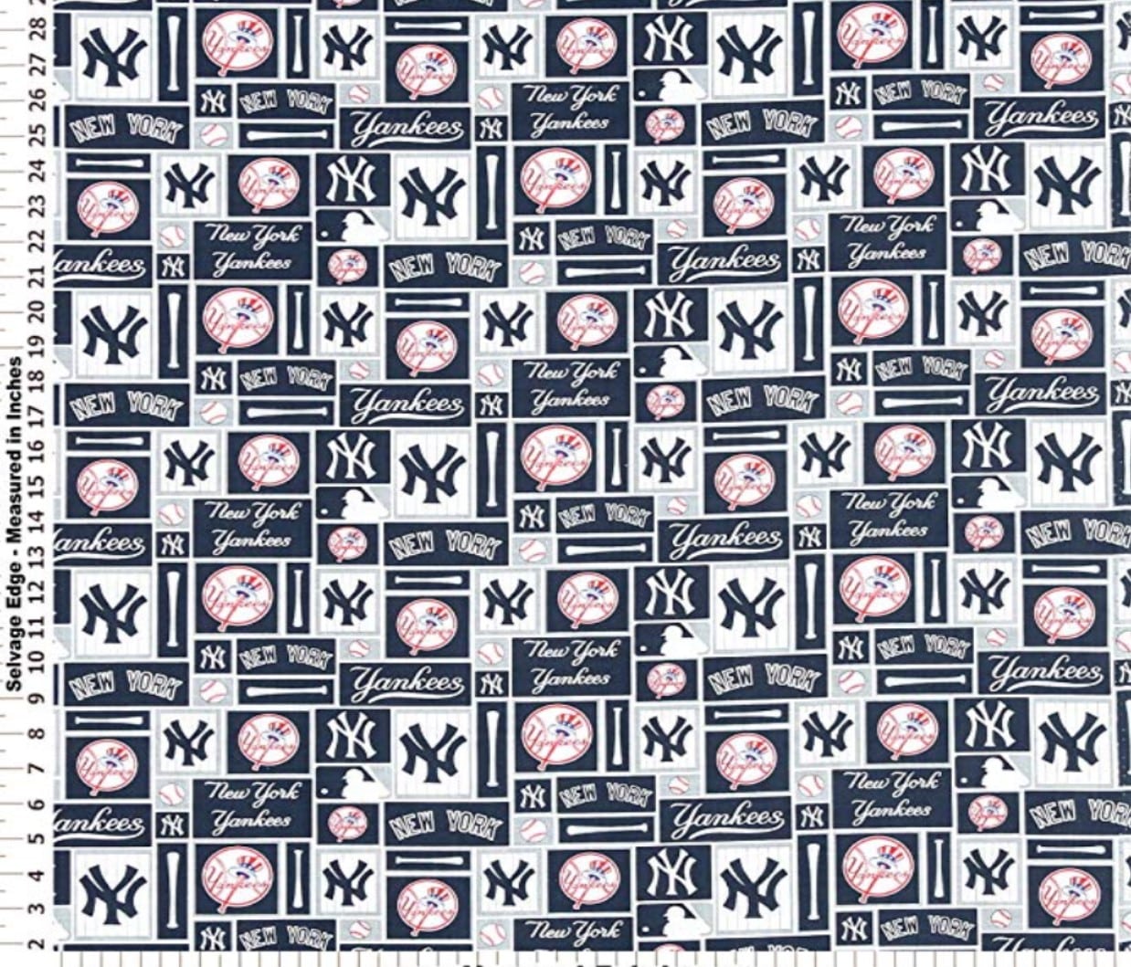 New York Yankees MLB Baseball Patch 58" Fabric Traditions Cotton Fabric MLB-6647B