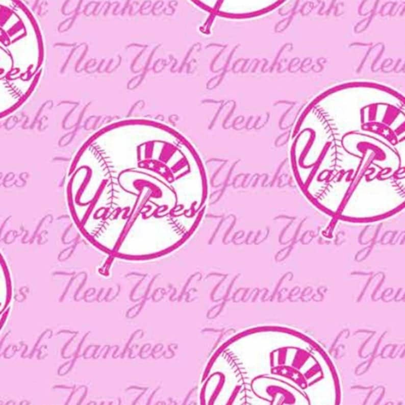 New York Yankees MLB Baseball Pink 58" Fabric Traditions Cotton Fabric MLB-60399B