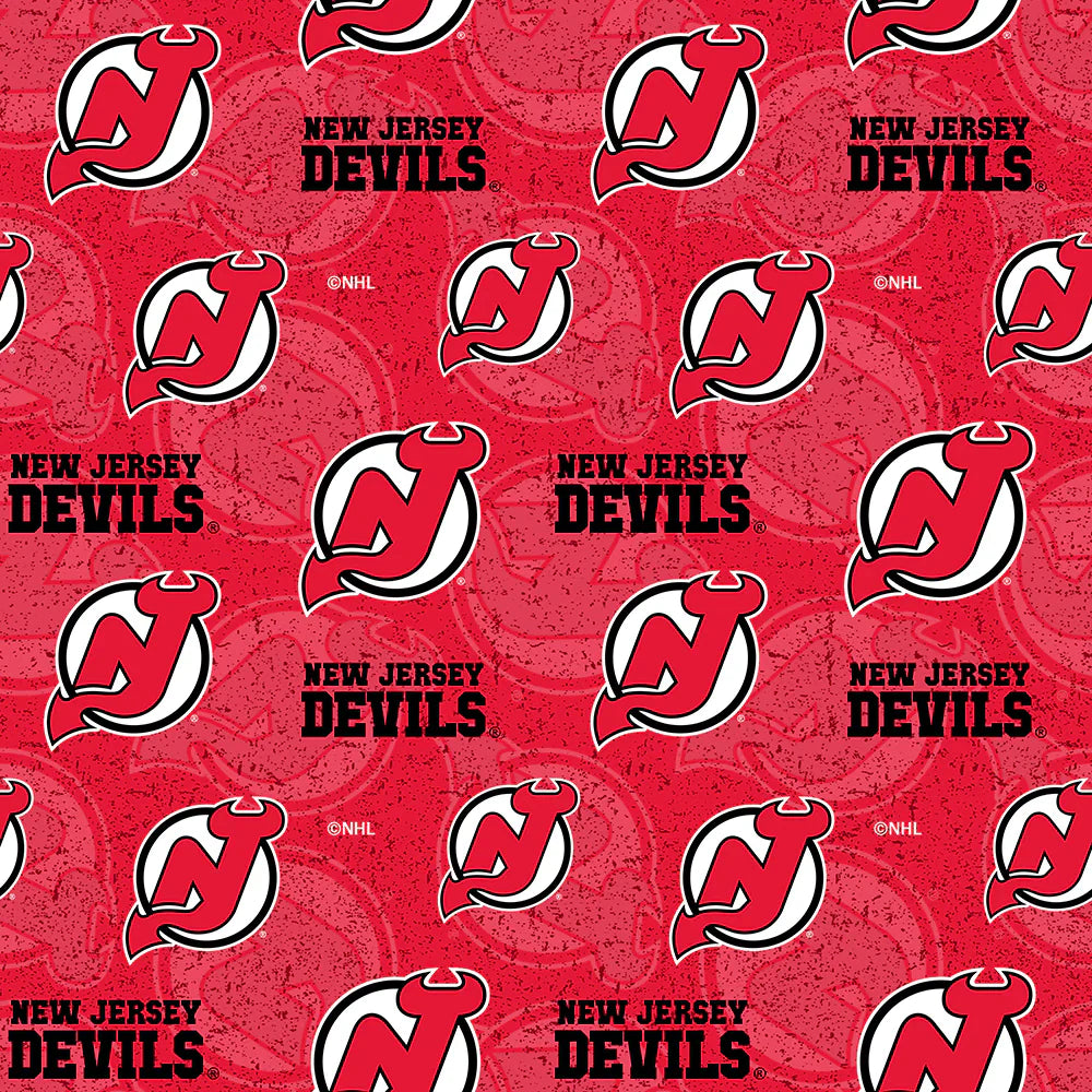 New Jersey Devils NHL Hockey Tone on Tone Design Cotton Fabric SYK-NHL-1199-DEV