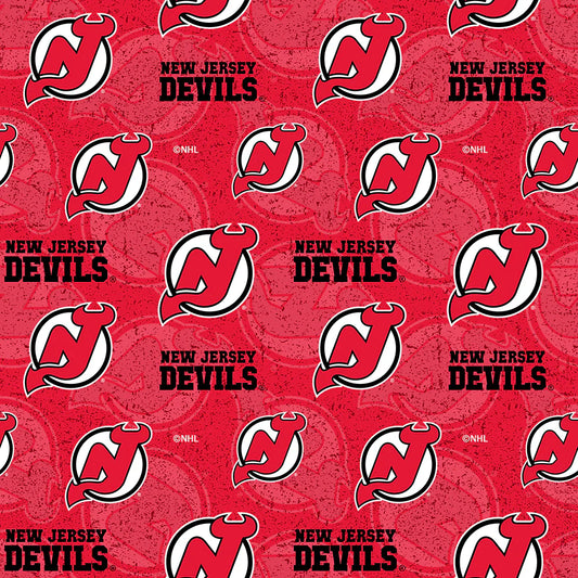 New Jersey Devils NHL Hockey Tone on Tone Design Cotton Fabric SYK-NHL-1199-DEV