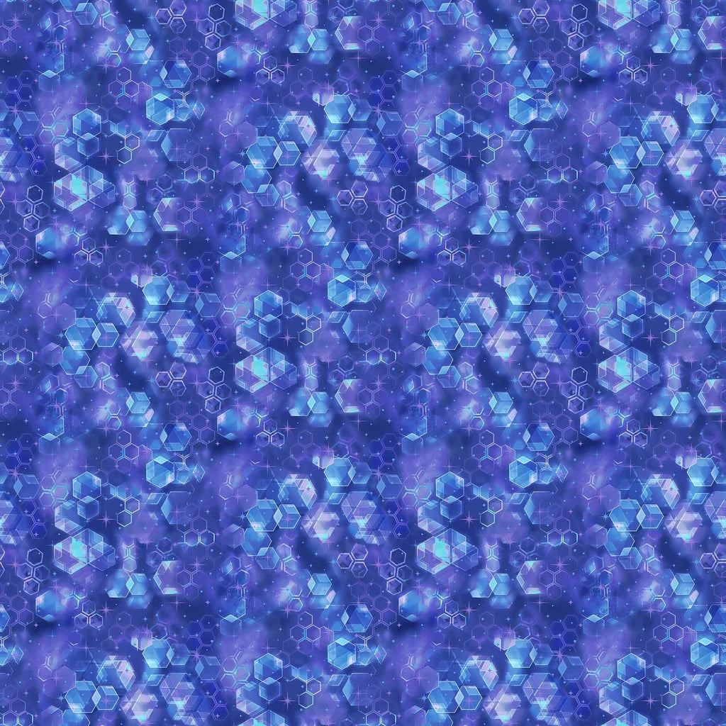 Night Vision Hexie Texture Blue Multi Simon Haiduk Northcott Cotton Fabric