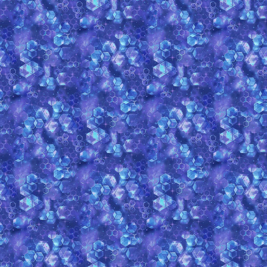 Night Vision Hexie Texture Blue Multi Simon Haiduk Northcott Cotton Fabric