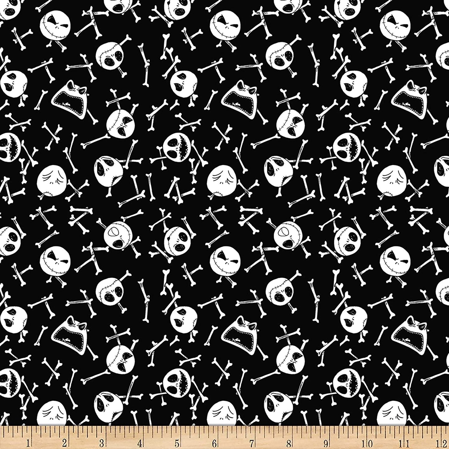 Disney Nightmare Before Christmas Jack Bone Toss Black Springs Creative Cotton Fabric