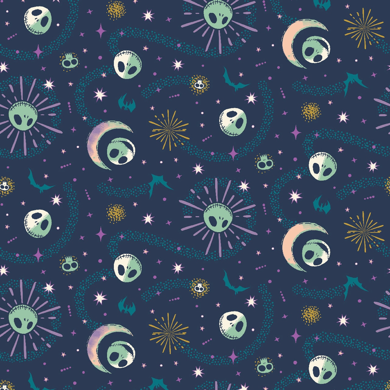Nightmare Before Christmas Packed Celestial Jack Blue Springs Creative Cotton Fabric SC-77303-A620710 | US Fabric Shop