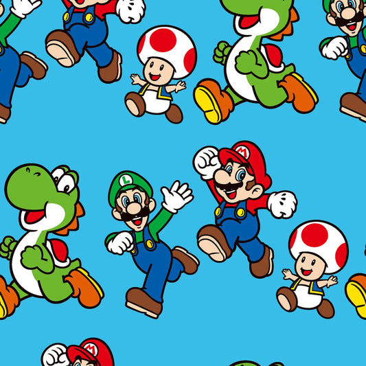 Nintendo Super Mario Friends Jump Blue Springs Creative Cotton Fabric SC-79804