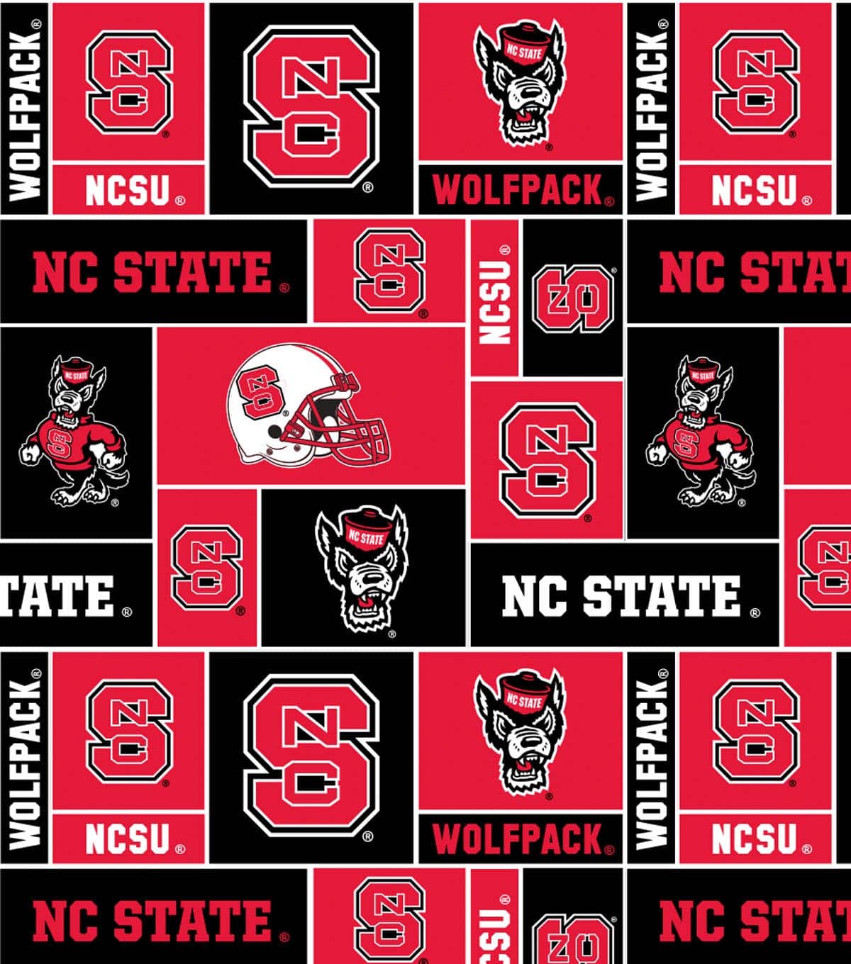 North Carolina State Wolfpack NCAA College NCSU Box 58" Sykel FLEECE fabric NCSU-012