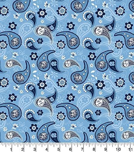 North Carolina at Chapel Hill Tar Heels NCAA College UNC Paisley Bandana Design Cotton Fabric NC-1200