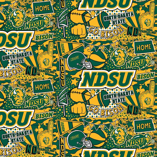 North Dakota State Bison NCAA College NDSU Pop Art design Cotton Fabric NDS-1165
