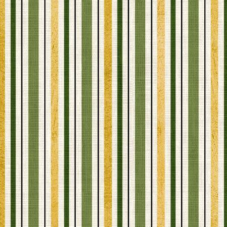 North Pole Express Multi Stripe Metallic Gold Green by Pela Studio P&B Textiles Cotton Fabric