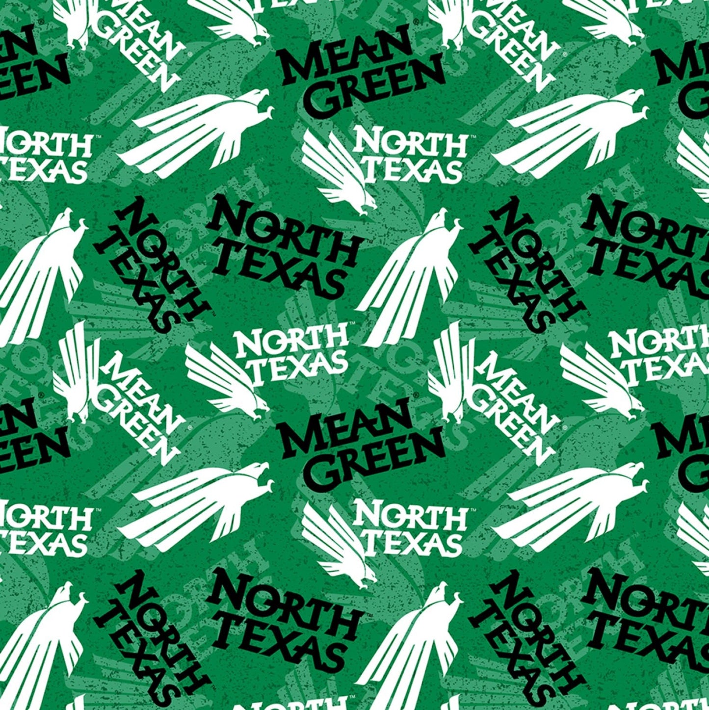 North Texas Mean Green NCAA College Tone on Tone Design Cotton Fabric NT-1178