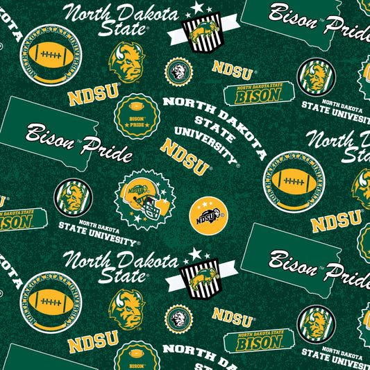 North Dakota State Bison NCAA NDSU Home State design Cotton Fabric NDS-1208