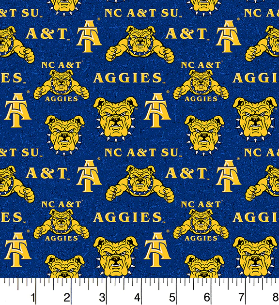 North Carolina A&T Aggies NCAA College Blue Sykel Cotton Fabric NAT-1178