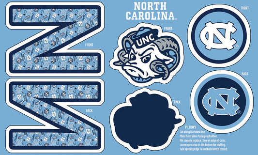 North Carolina Chapel Hill Tar Heels NCAA Collegiate Pillow Project 36"x60" Sykel Polyester Minky Fabric SYK-NC-1359