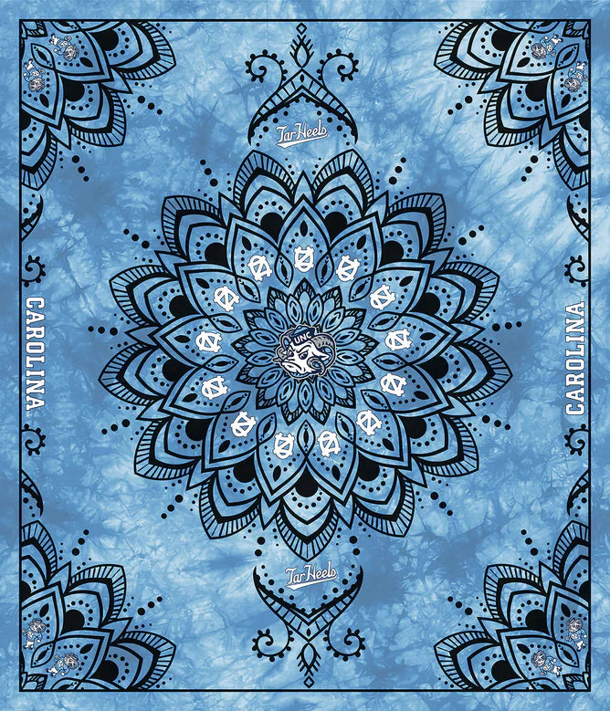 North Carolina Chapel Hill Tar Heels NCAA Collegiate Tapestry Finished Panel 48"x56" Blue Sykel Polyester Minky Fabric SYK-NC-1360