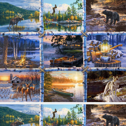 North Country Panel 36" Multi Darrell Bush Michael Miller Cotton Fabric MM-DDC12454-MULT-D