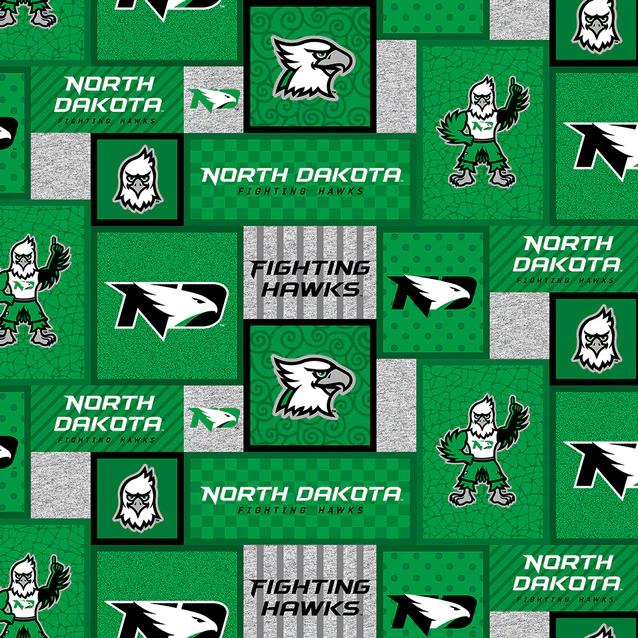 North Dakota Fighting Hawks NCAA College Patch Sykel Enterprises Polyester FLEECE Fabric ND-1177 | US Fabric Shop