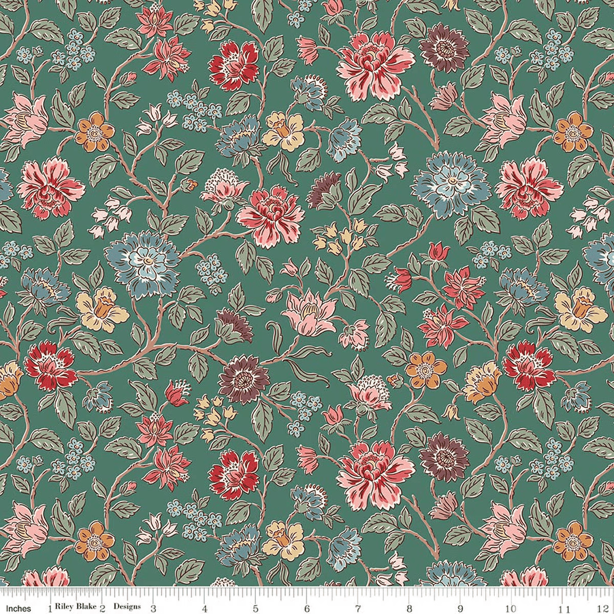 Northanger Abbey Morland Floral Green Jane Austen's House Riley Blake Designs Cotton Fabric RB-C17890-GREEN | US Fabric Shop