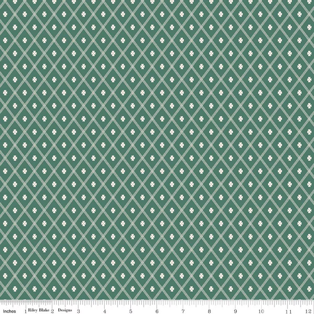 Northanger Abbey Thorpe Clover Diamond Green Jane Austen's House Riley Blake Designs Cotton Fabric RB-C17891-GREEN