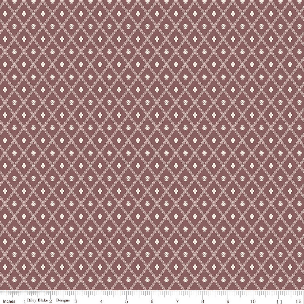 Northanger Abbey Thorpe Clover Diamond Marsala Brown Jane Austen's House Riley Blake Designs Cotton Fabric RB-C17891-MARSALA | US Fabric Shop