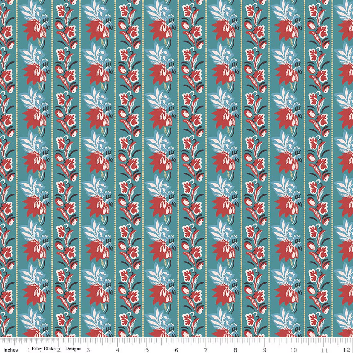 Northanger Abbey Vine and Leaves Stripes Mrs. Allen Teal Jane Austen's House Riley Blake Designs Cotton Fabric RB-C17898-MRSALLEN