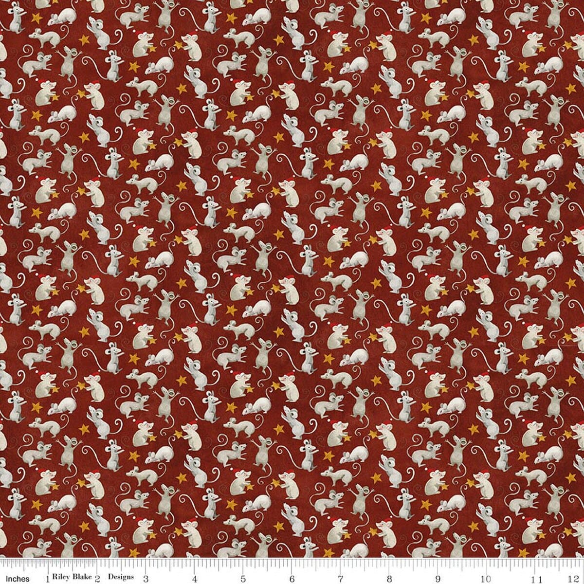 Northern Christmas Mice Rich Red Teresa Kogut Riley Blake Designs Cotton Fabric RB-C17833-RED | US Fabric Shop