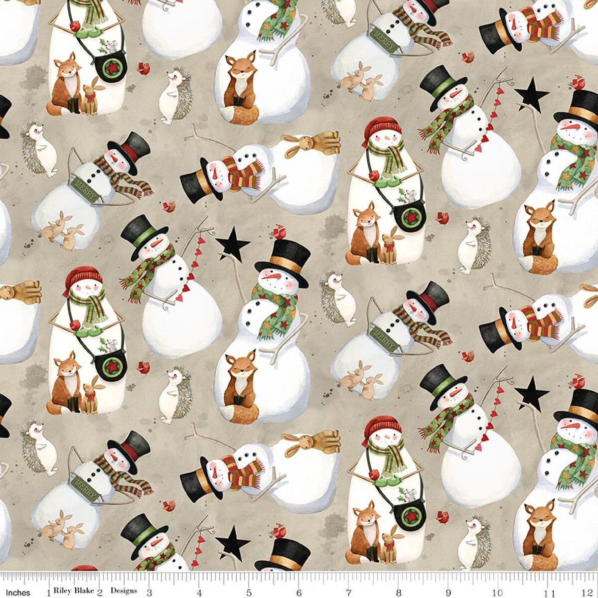 Northern Christmas Snowman Neutral Teresa Kogut Riley Blake Designs Cotton Fabric RB-C17831-NEUTRAL | US Fabric Shop