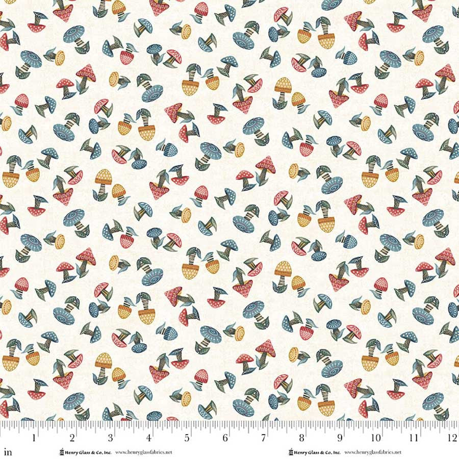 Norwegian Forest Mushrooms Cream Mary Jane Carey Holly Hill Quilt Designs Henry Glass Cotton Fabric HG-3552-44