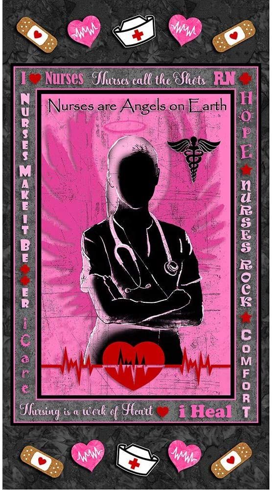 Nurse Heather print Pink design Sykel Cotton Fabric 1195-Nurse