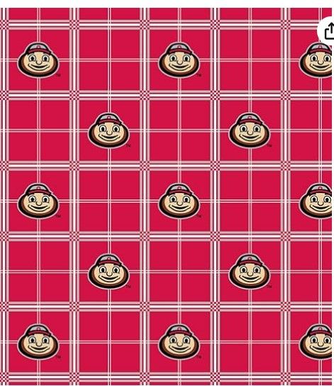 Ohio State Buckeyes NCAA College Plaid FLANNEL Sykel Cotton Fabric OHS-023