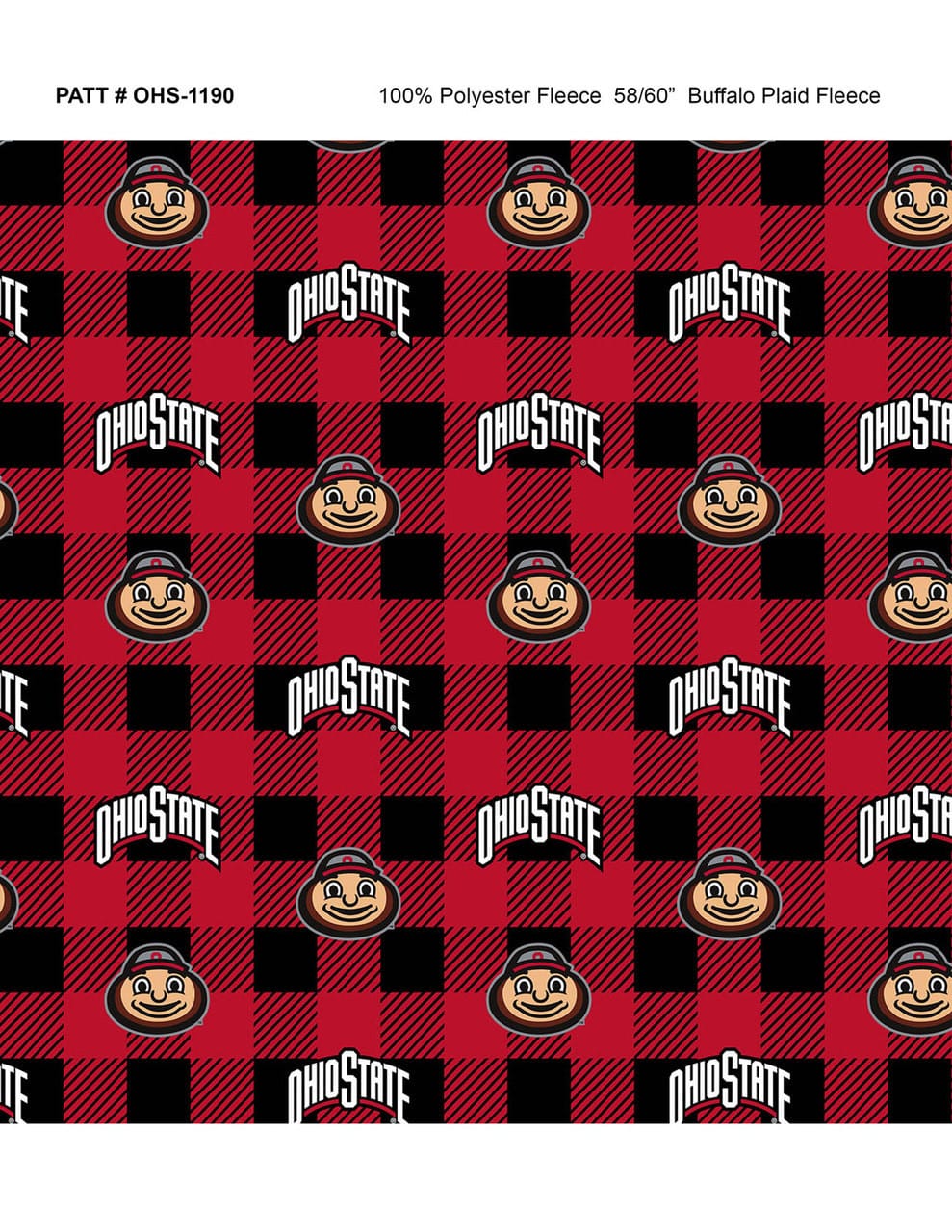 Ohio State Buckeyes NCAA College Buffalo Plaid Sykel Enterprises Polyester FLEECE OHS-1190 | US Fabric Shop